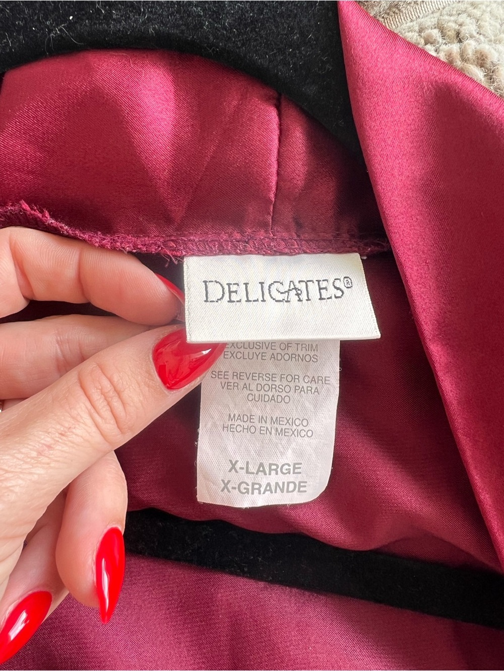 Delicates Satin Slip Robe Red Size X-Large - Picture 6 of 7